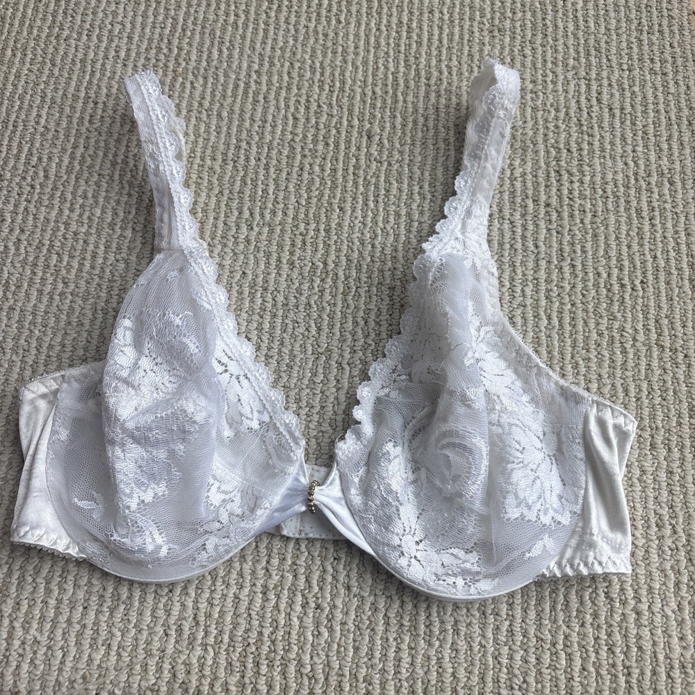 Vintage Bali 34C underwire lace white unlined sheer 3340 Bra